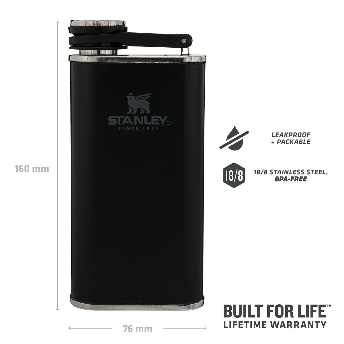 Stanley Classic Easy-Fill Wide Mouth Flask 0.23L-Stanley - Matt Black