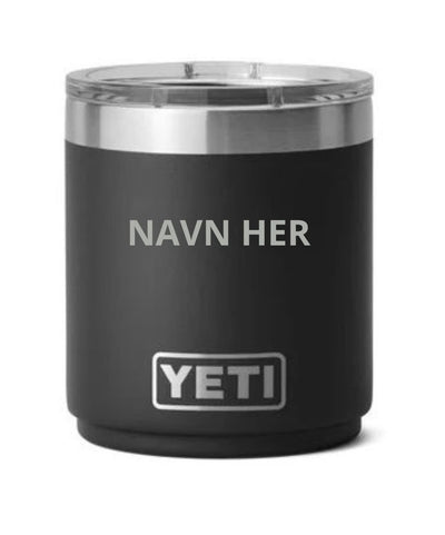 Placering af gravering på YETI Rambler 10 oz Stackable Lowball (illustration)