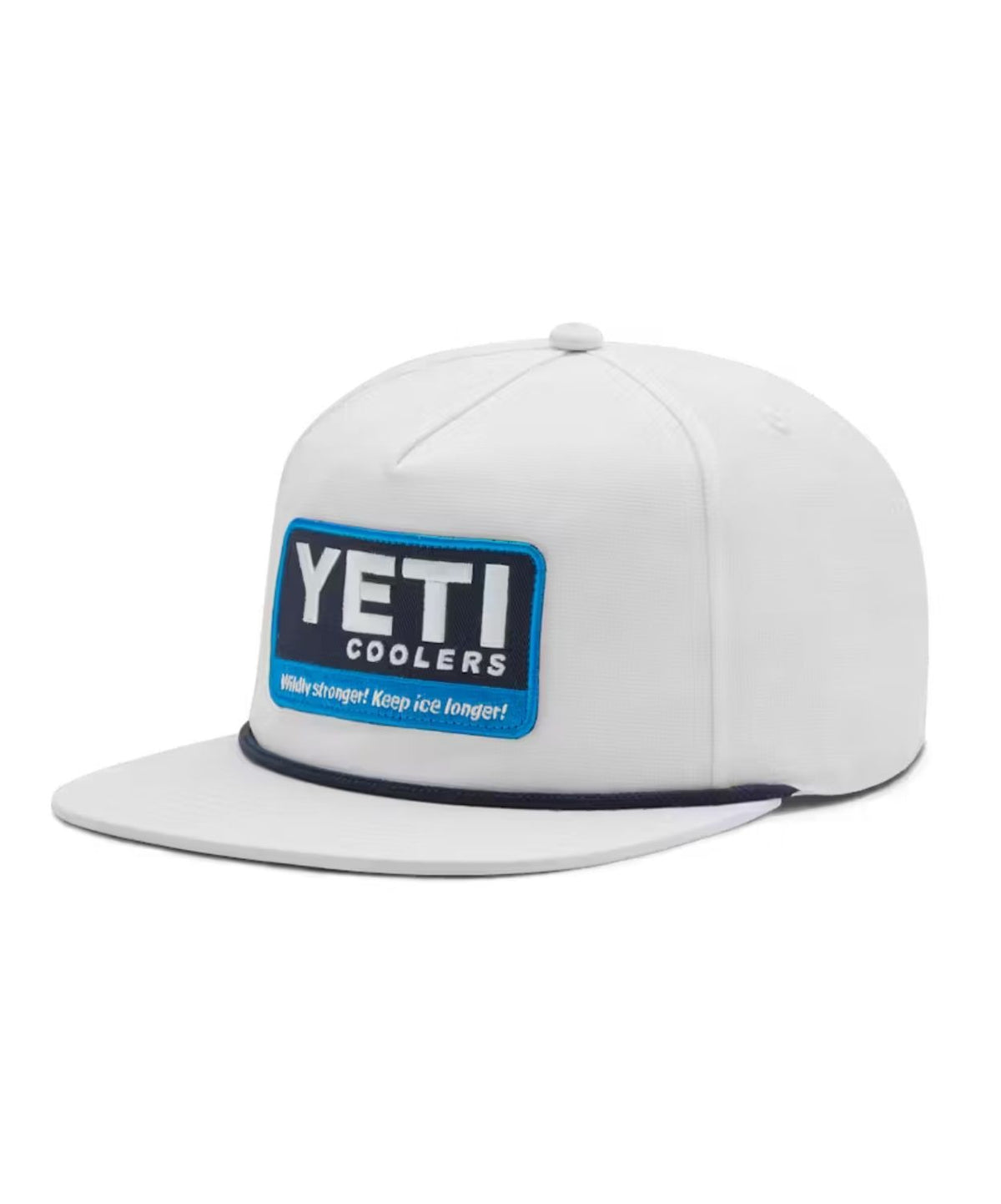 YETI Logo Flat Brim Hat - Wildly Stronger Badge - White