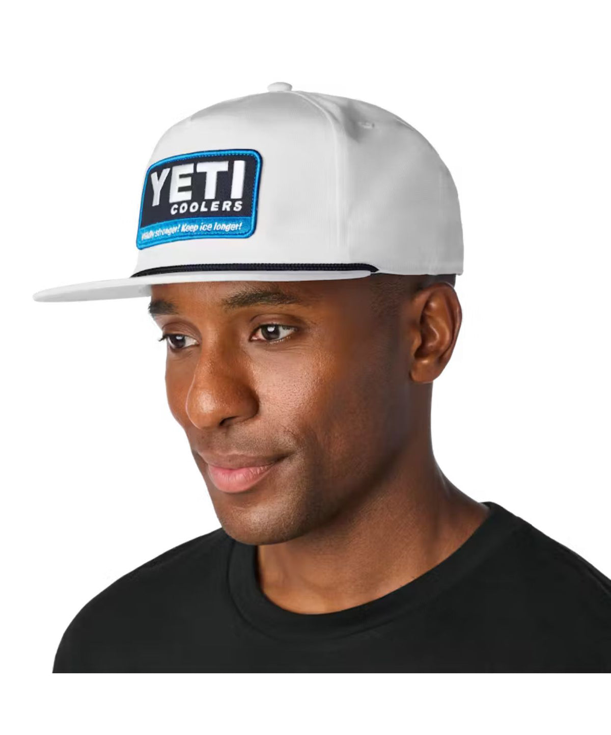 YETI Logo Flat Brim Hat - Wildly Stronger Badge - White